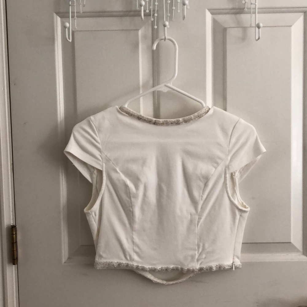 White embellished crop top